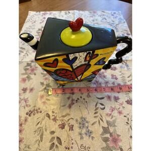 Romero Britto 2008 A New Day Teapot W/ Lid Multicolor Vibrant Hearts Unique